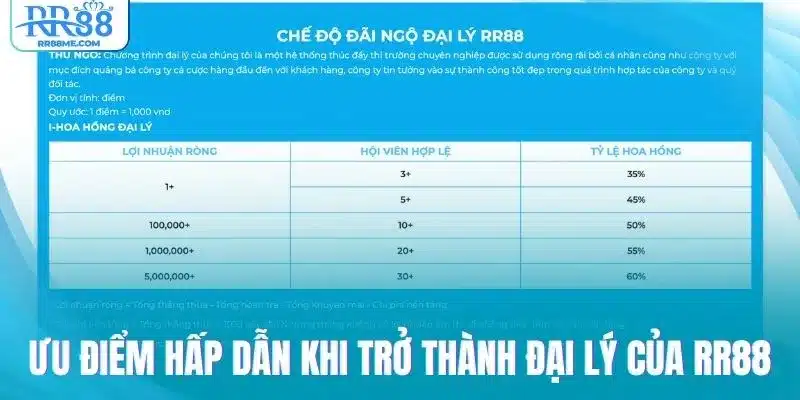 Ưu điểm hấp dẫn khi trở thành đại lý của RR88